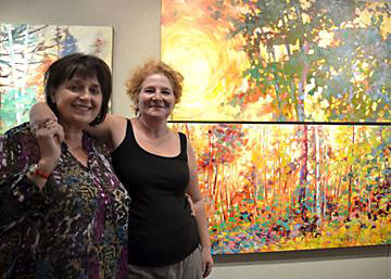 Lucy Manley and Sheila Davis are featured at the Lindsay Gallery as their Double Vision exhibit showcases each of their perspectives and styles painting the same subject. The exhibit runs until Aug. 22. Photo by Jamie Steel/This Week