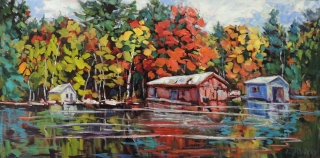 Boat Houses on the Magnetawan by Lucy Manley