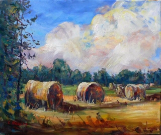 August Straw Bales by Lucy Manley