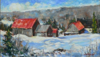 Barns Near Baie St. Paul, Quebec by Lucy Manley