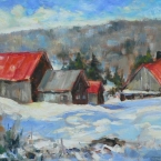 Barns Near Baie St. Paul, Quebec by Lucy Manley